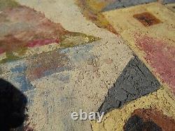Ancien Tableau Paysage signé Hameau de Paix Huile sur Panneau 61 x 54 cm