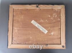 Ancien Tableau Peint À L'huile Bologna Vue Montagne Avec Cadre Noir 1929