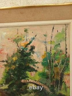Ancien Tableau Peinture A L Huile. Sur Bois Paysage Pont Rivière Signé R Faure