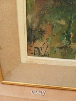 Ancien Tableau Peinture A L Huile. Sur Bois Paysage Pont Rivière Signé R Faure