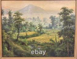 Ancien Tableau Peinture Bali Indonésie/huile Sur Panneau /signe/encadre/