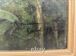 Ancien Tableau Peinture Bali Indonésie/huile Sur Panneau /signe/encadre/