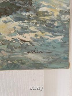 Ancien Tableau Peinture Couteau Huile Toile Place Rue Paris Parisienne Signé