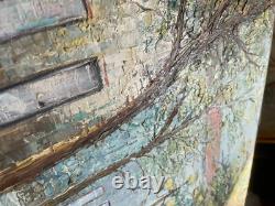Ancien Tableau Peinture Couteau Huile Toile Place Rue Paris Parisienne Signé