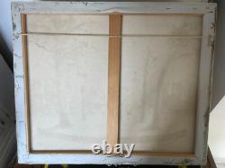 Ancien Tableau Peinture Couteau Huile Toile Place Rue Paris Parisienne Signé