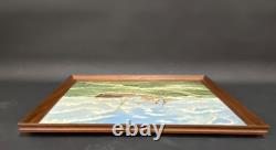 Ancien Tableau Peinture HST Chalutier de Pêche Breton en Mer P. Datin 1948