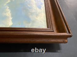 Ancien Tableau Peinture HST Chalutier de Pêche Breton en Mer P. Datin 1948
