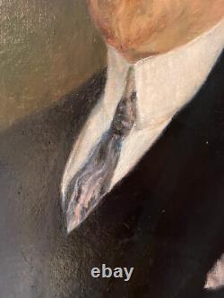 Ancien Tableau Peinture HST Portrait Homme à Lunettes Deutscher Maler 1930's