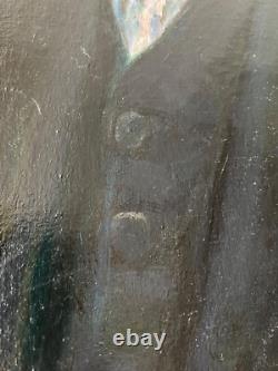 Ancien Tableau Peinture HST Portrait Homme à Lunettes Deutscher Maler 1930's