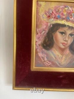 Ancien Tableau Peinture Huile Anna De Banguy Portrait Femme Fille Fillette 1950