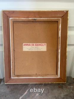 Ancien Tableau Peinture Huile Anna De Banguy Portrait Femme Fille Fillette 1950
