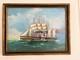 Ancien Tableau Peinture Huile Bois Panneau Great Eastern par Brunel Marine XIX&egrave;m