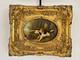 Ancien Tableau Peinture Huile Cadre Doré Portrait Chien Chasse Anglais