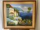 Ancien Tableau Peinture Huile Cadre Dor&eacute; Provence M&eacute;diterran&eacute;e Italie