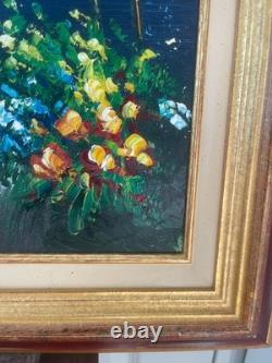Ancien Tableau Peinture Huile Cadre Doré Provence Méditerranée Italie