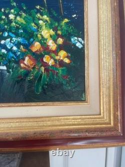 Ancien Tableau Peinture Huile Cadre Doré Provence Méditerranée Italie