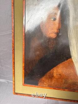 Ancien Tableau Peinture Huile Juan Castilla Portrait Femme Indigène Amérique