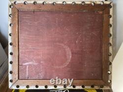 Ancien Tableau Peinture Huile Panneau Travail Champs Moisson Paysan Campagne XIX