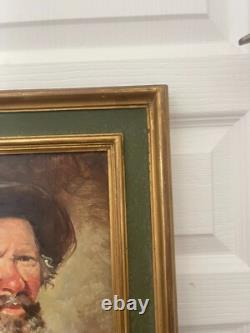 Ancien Tableau Peinture Huile Portrait Viel Homme Vieillard Signé TONY CARDELLA