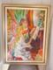 Ancien Tableau Peinture Huile Toile Cadre Dor&eacute; Jeune Fille Piano RENOIR 92x65cm