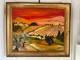 Ancien Tableau Peinture Huile Toile Cadre Doré Provence Vigne Paysage H. DAYAN