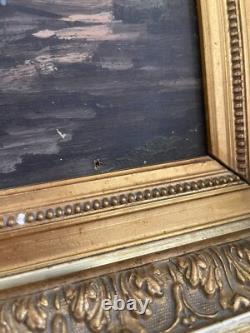 Ancien Tableau Peinture Huile Toile Ecole Suisse Montagne Lac Berger Signé 19ème
