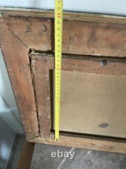 Ancien Tableau Peinture Huile Toile Ecole Suisse Montagne Lac Berger Signé 19ème