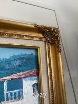 Ancien Tableau Peinture Huile Toile Provençale Provence Italie Cadre Doré Signé