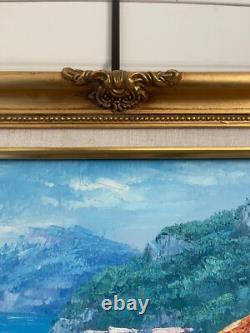 Ancien Tableau Peinture Huile Toile Provençale Provence Italie Cadre Doré Signé