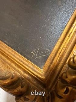 Ancien Tableau Peinture Huile Toile Source d'Après Ingres Nymphe Cruche