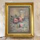 Ancien Tableau Peinture Huile sur Toile Nature Morte aux Roses Art Lorrain