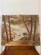 Ancien Tableau Peinture Huile toile Paysage Marin Mer Bateau Viel homme XIX ème