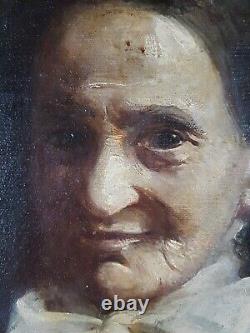 Ancien Tableau Portrait d'une Dame Peinture Huile 1895 Antique Painting Lady