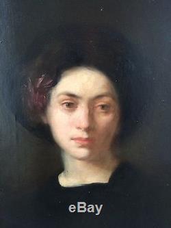 Ancien Tableau Portrait d'une dame fin XIXème-début XXème environ