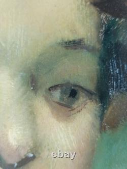 Ancien Tableau Portrait de Femme Angelo Giorgetti Peinture Huile Oil Painting