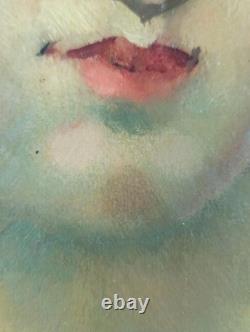 Ancien Tableau Portrait de Femme Angelo Giorgetti Peinture Huile Oil Painting