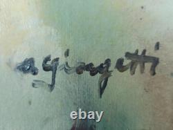 Ancien Tableau Portrait de Femme Angelo Giorgetti Peinture Huile Oil Painting