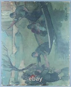 Ancien Tableau Portrait de Femme Angelo Giorgetti Peinture Huile Oil Painting