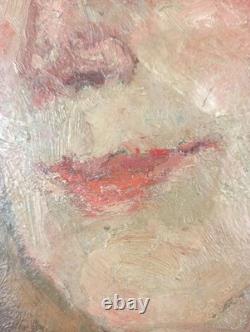 Ancien Tableau Portrait de Femme Otto Gebühr 1946 Peinture Huile Oil Painting