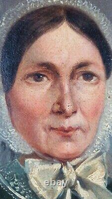 Ancien Tableau Portrait de Femme Peinture Huile Antique Oil Painting Gemälde