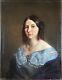 Ancien Tableau Portrait de Femme Peinture Huile Broche Antique Painting Woman