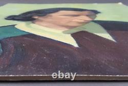 Ancien Tableau Portrait de Femme Peinture Huile Femme 1946 Oil Painting Woman