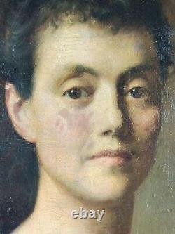Ancien Tableau Portrait de Femme Peinture Huile Oil Painting Woman Portrait