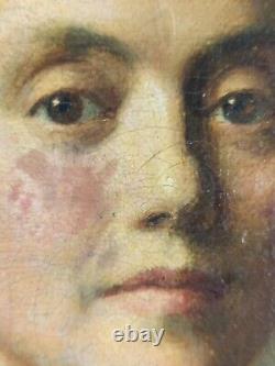 Ancien Tableau Portrait de Femme Peinture Huile Oil Painting Woman Portrait