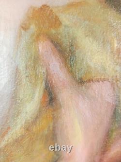 Ancien Tableau Portrait de Jeune Femme Peinture Huile Nu Painting Woman Nude