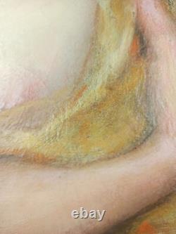 Ancien Tableau Portrait de Jeune Femme Peinture Huile Nu Painting Woman Nude