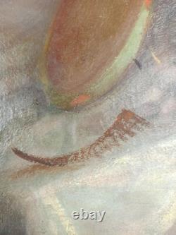 Ancien Tableau Portrait de Jeune Femme Peinture Huile Nu Painting Woman Nude