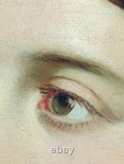 Ancien Tableau Portrait de Jeune Femme Peinture Huile Old Painting Oil Woman