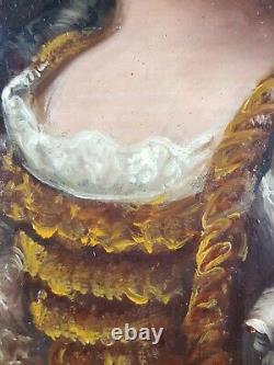 Ancien Tableau Portrait de Jeune Femme Peinture Huile Painting Woman Portrait