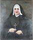 Ancien Tableau Portrait de Religieuse Peinture Huile Antique Oil Painting Nun